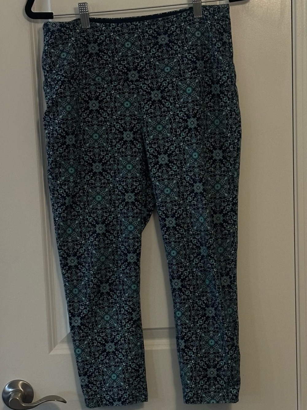 Westport Navy and Teal Patterned Capris